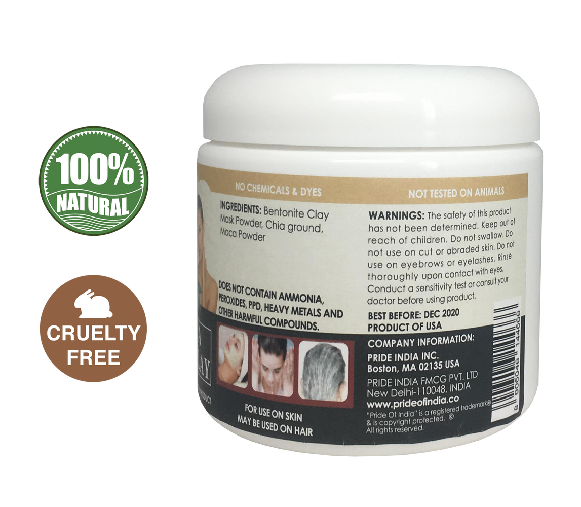 Chia & Maca Healing Bentonite Clay Natural Face Mask Powder, 1 Pound (454gm) Jar