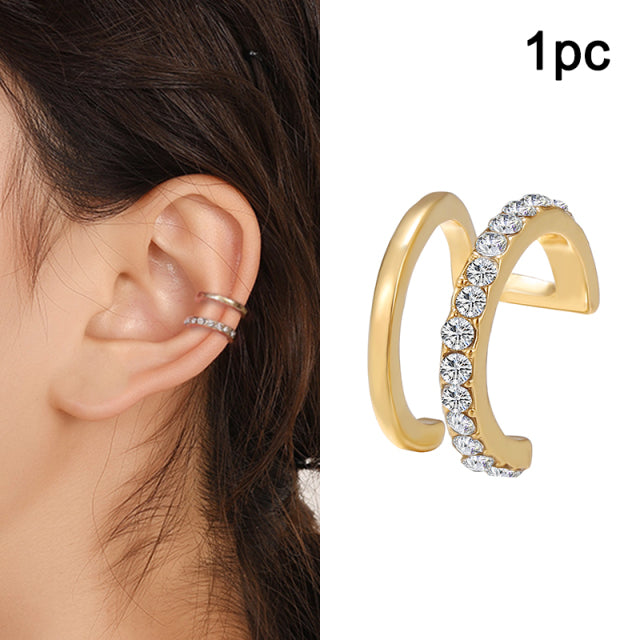 17KM Gold Leaves Ear Cuff Black Non-Piercing Ear Clips Fake Cartilage Earrings Clip Earrings For Women Men Wholesale Jewelry