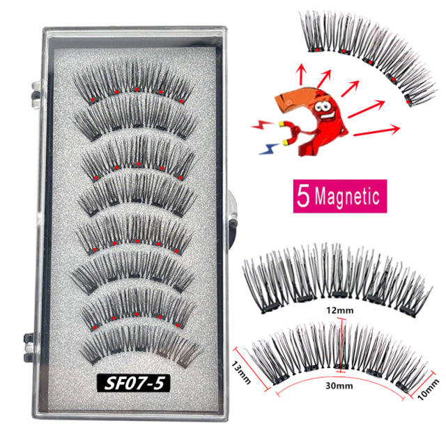 2 Pairs 3D Natural Magnetic Eyelashes ,With 5 Magnetic Lashes Handmade Reusable Magnetic False Eyelashes Support Drop Shipping