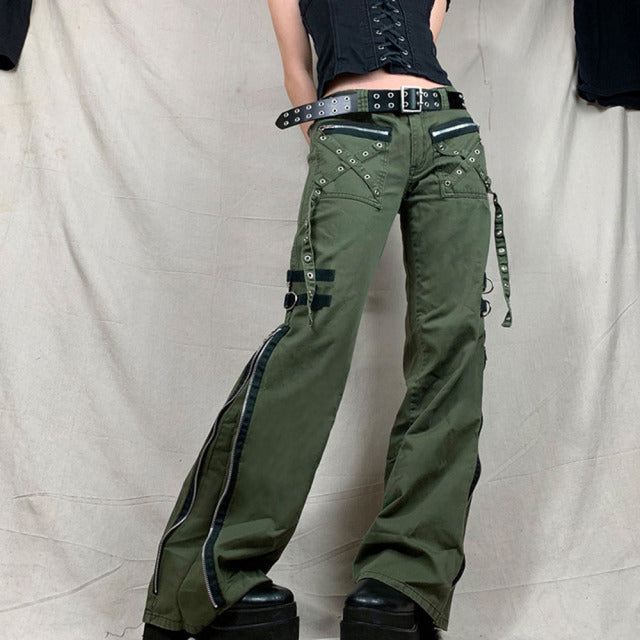 Gothic Emo Alt Cargo Pants Techwear Hippie Baggy Jeans Mom Goth